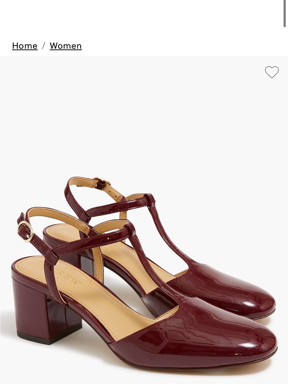 J. Crew Burgundy Patent T-Strap Block Heel
